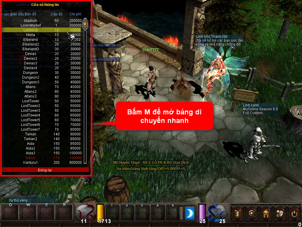 Chức năng chính của Game MU Minh Quốc